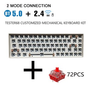 ZUOYA TESTER68 사용자 정의 기계식 키보드 키트 TES68 핫 스왑 가능 샤프트 기본 축 2.4G 블루투스 사용자 정의 무선 keyboa, CHINA, Teste68 Red Switch