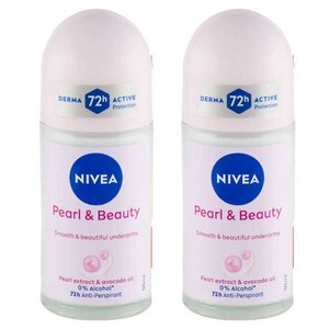니베아 여성용 펄 앤 뷰티 48 잼 롤 온 데오드란트, 50ml, 2개