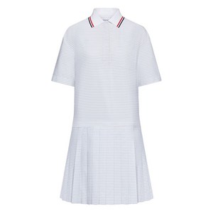 톰 브라운 4 바 플리츠 폴로 미니 드레스, 화이트계열+그레이계열, Italy 44(KR 77)