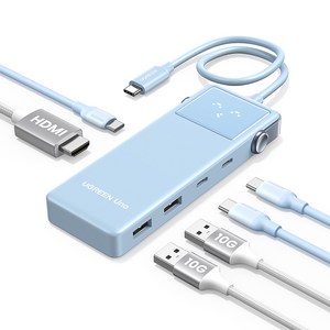 UGREEN 유그린 Uno 6포트 USB 3.2 C타입 멀티 허브 삼성덱스 맥북 호환| 10Gbps | HDMI2.0 4K60Hz | PD100W | 스마트 상태 이모티콘 표시