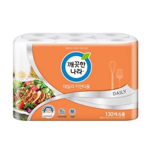 깨끗한나라 데일리 천연펄프 키친타올 130매, 1개, 6개입