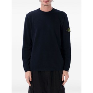 스톤 아일랜드 로고 패치 니트 스웨터, 블루계열, Standard M(KR 95)