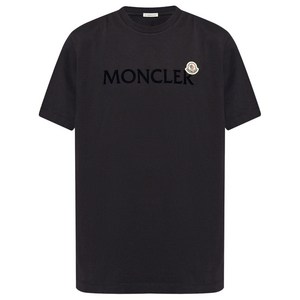 몽클레르 플로킹 로고 코튼 티셔츠, 블루계열, Standard XL(KR 104-185)