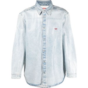 디젤 디젤 로고 자수 데님 셔츠, 블루계열, Standard XXL