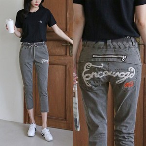 비비앤제이 여름 포켓 자수 7부팬츠 하이웨스트 허리밴딩 스판바지 국내생산 cargo pants