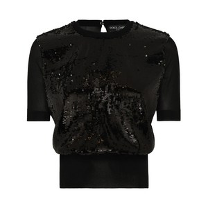 돌체앤가바나 시퀸 장식 반소매 탑