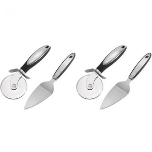 Jianxia 롤러 타입 스테인리스 스틸 피자커터 + 피자서버 세트, 실버, 실버, 2개   롤..., 2개