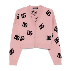 돌체앤가바나 자카드 로고 크롭 가디건, 핑크계열, Italy 42(KR 55)
