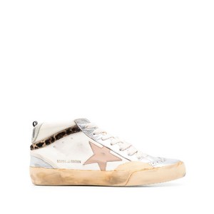 골든 구스 미드스타 하이탑 스니커즈, Italy 38(KR 250), 베이지계열+실버계열