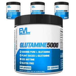 EVLUTIONNUTRITION 울트라 퓨어 글루타민 5000mg 언플레이버드, 300g, 4개