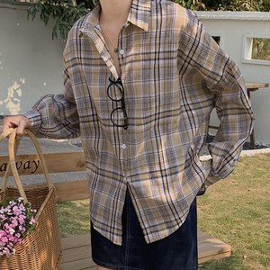 타니즈 타르크 여성 체크 박시 셔츠 블라우스