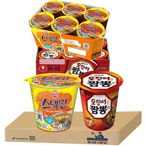 블루존 오징어짬뽕 소컵라면 67g (6입)+스낵면 소컵라면 62g (6입)