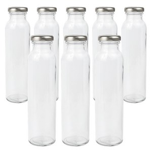 가인글로벌 일자음료300 유리병 실버캡, 300ml, 8개