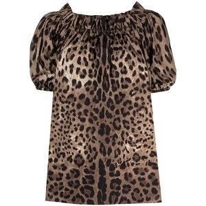 돌체앤가바나 레오파드 프린트 오프숄더 탑, 브라운계열, Italy 40(KR 44)
