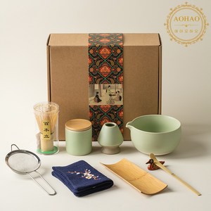 AOHAO 말차 도구 9PCS 세트 MATCH WHISK, 연두색9PCS, 1세트