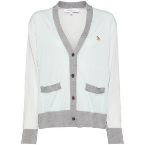 메종키츠네 베이비 폭스 패치 컬러 블록 가디건, 그린계열+그레이계열, L(KR 77)