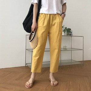 럭키제이 여성용 면 마 스판 배기 바지 55 66 77 88
