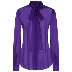 돌체앤가바나 푸시 보우 실크 시폰 블라우스, 바이올렛/보라계열, Italy 38(KR 33)