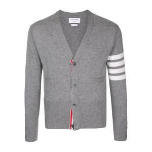 톰 브라운 라이트 그레이 4-바 스트라이프 캐시미어 브이넥 카디건, 그레이계열, Numeric 3(KR 105)