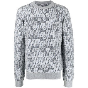 디젤 디젤 로고 자카드 긴소매 스웨터