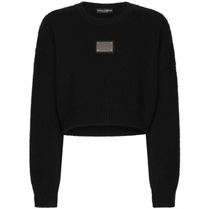 돌체앤가바나 로고 장식 크롭 스웨터, 블랙계열, Italy 40(KR 44)
