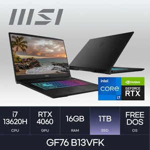 MSI GF시리즈 Sword GF76 B13VFK, Free DOS, 16GB, 1TB, 블랙