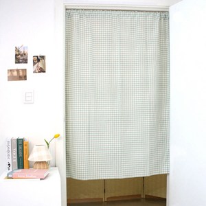 에이치제이홈 현관 주방 창문 가리개커튼 광목 체크 플라워 봉집형
