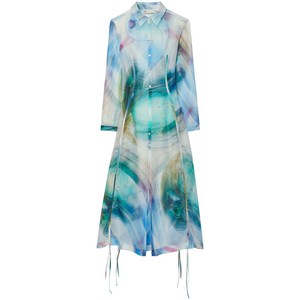 토리 버치 실크 오간자 드레스, 블루계열+화이트계열, US 4(KR S/M)