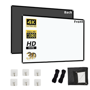 VEIDADZ 가정용 주름방지 고밀도 폴리에스터 빔프로젝터 스크린 휴대용 흑색 배면층