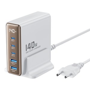Toocki 투키 GaN 140w LED 디스플레이 3C2A 5포트 C타입 PD3.0 PPS 초고속 멀티충전기