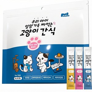 펫리서치 짜먹는 고양이 간식 츄, 참치+연어+닭고기, 15g, 90개