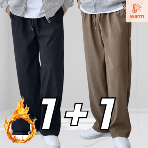 핏노블 남자 기모안감 코듀로이팬츠 1+1 융털 밴딩 와이드 골덴바지