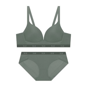 엘르이너웨어 [NEW] 에어로쿨 컴포트핏 노와이어 브라 팬티 세트 - 뮤트그린