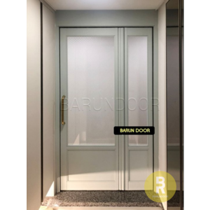 30번 폴딩스윙 고시형 민트그레이 투명망입(부식)강화유리 // 현관중문 시공비포함 소음차단 반려견안전 맞춤제작 아파트빌라중문