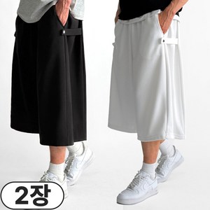 빠델 [당일출고/1+1] 7부 사이드스냅 버뮤다팬츠 벌룬 와이드 반바지 빅사이즈스웻 팬츠 츄리닝
