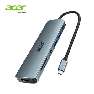 에이서 7-in-1 USB-C 허브 4K@30Hz HDMI 100W PD 충전 USB 3.0/Type-C 5Gbps SD/TF 카드 리더 멀티포트 익스텐더