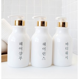 호텔 욕실 디스펜서 홈스토킹 샴푸 린스 바디워시통 500ml 한글 라벨 공병 3종 세트, 1세트