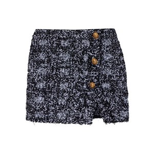 발망 버튼 프린지 미니 스커트, 블랙계열+화이트계열, France 38(KR 66)