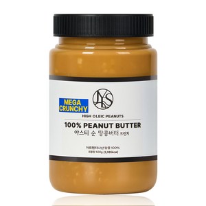 야스티 순 땅콩버터 크런치 100% 무첨가, 500g, 1개