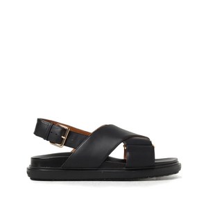 마르니 퍼스벳 크로스 스트랩 버클 플랫 샌들, Italy 36(KR 230), 블랙계열