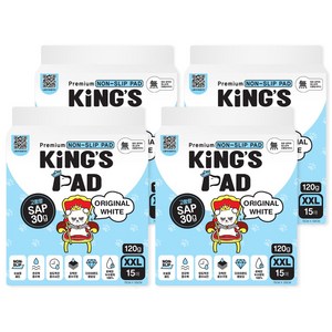 킹스패드 오리지날 발도장제로 논슬립 배변패드 3초흡수 99%냄새제거, 4팩, 15개입