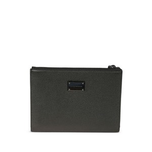 엠포리오아르마니 로고 장식 레더 클러치