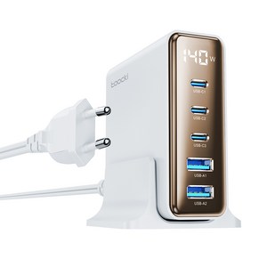 Toocki 투키 GaN 140w LED 디스플레이 3C2A 5포트 C타입 PD3.0 PPS 초고속 멀티충전기