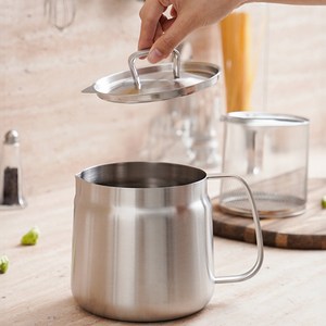 Tiger Pavilion 스테인리스 스틸 키친 오일 스토리지 포트 2L 뚜껑 포함