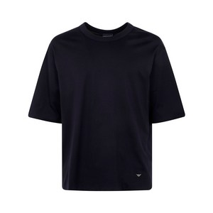 엠포리오아르마니 로고 아플리케 코튼 티셔츠