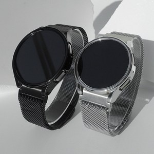 스트랩맨 갤럭시워치6 5 4 밀레니즈루프 풀세트 메탈 스트랩+케이스+강화유리 44mm 40mm 클래식 47mm 43mm 프로 정품 호환, 워치6 40mm, 블랙 (SW21A1+107A2+35), 1개