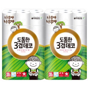 나무야나무야 도톰한 3겹 데코 고급 롤화장지, 30m, 30개입, 2개