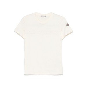 몽클레르 로고 자수 코튼 티셔츠, 베이지계열, Standard XS(KR 44)