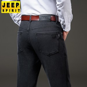 JEEP SPIRIT 지프 스피릿 남자 청바지 고급 따뜻한 가을 겨울 새로운 남성 바지 사업 캐주얼 느슨한 팬츠 스트레이트 탄성 중간 허리 청바지 8013