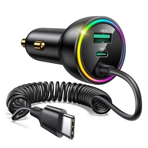 BuddhiGear PD65W+QC3.0 초고속 차량용 충전기 100WMax 3포트 신축식 케이블 시거잭 어댑터 아이폰/갤럭시 호환 LED 디스플레이